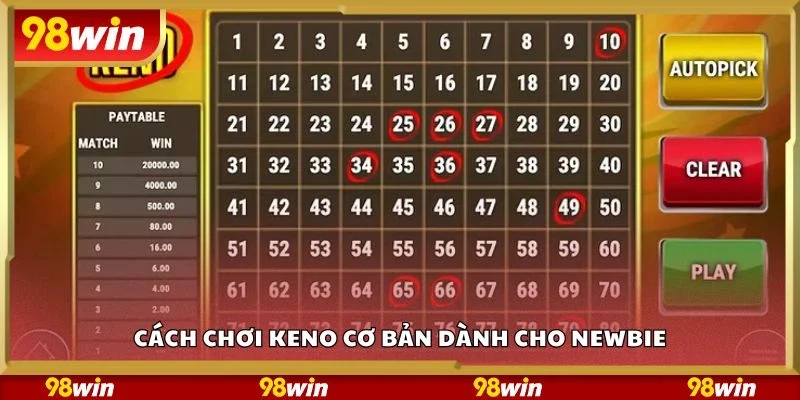 Cách chơi Keno cơ bản dành cho newbie